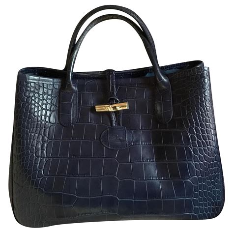 sacs à main bleu marine imitation crocodile